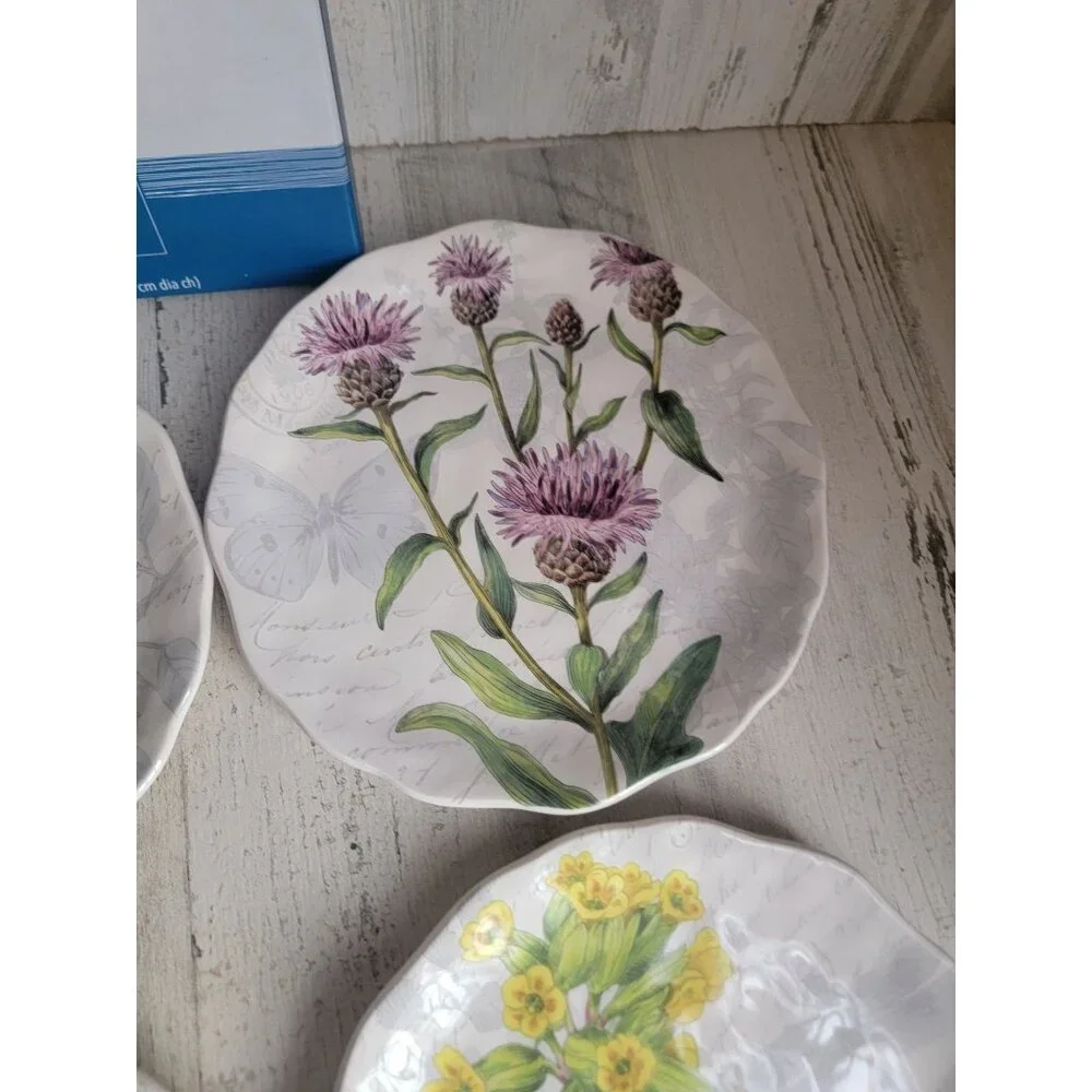 Pier‎ 1 Imports botanical garden plate flower set decor floral